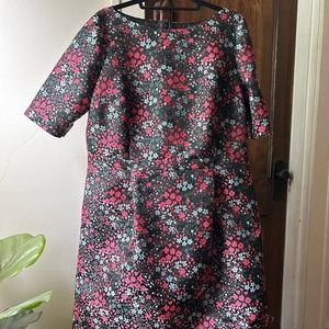 Boden Embroidered Floral Dress, Black/Pink/Blue/Green